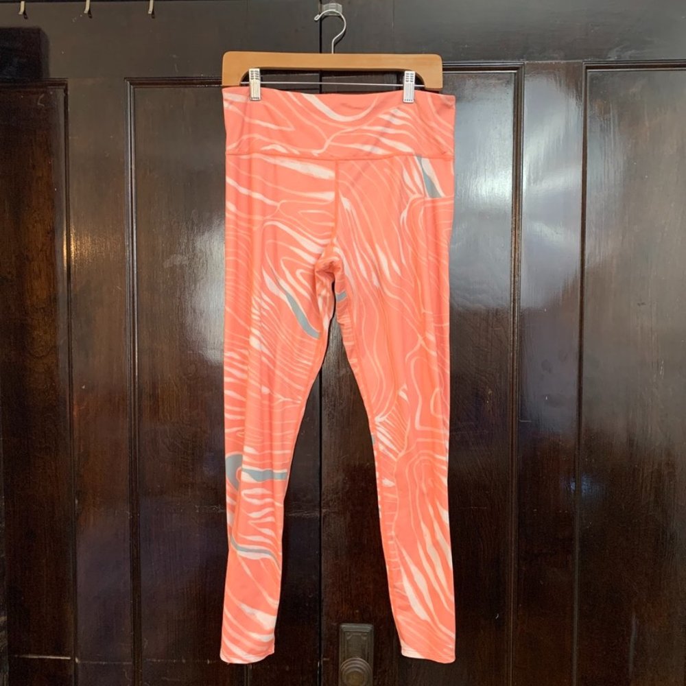 JoyLab Size L High Waisted Pink/Gray/White Pattern Leggings